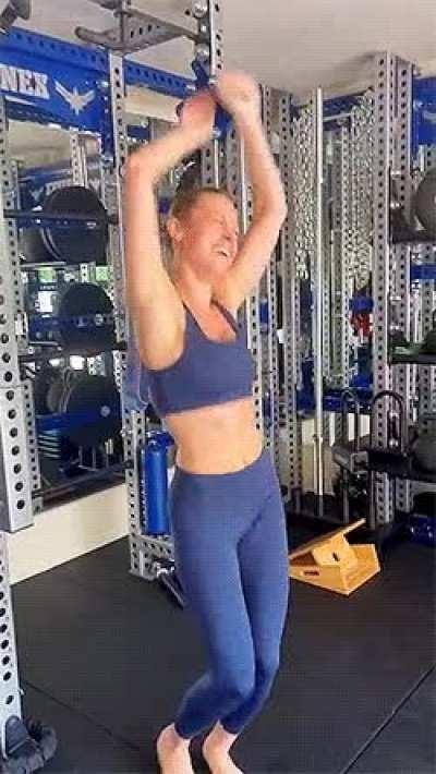 Brie Larson when she finishes her workout and now gets a rough fuck as a reward
