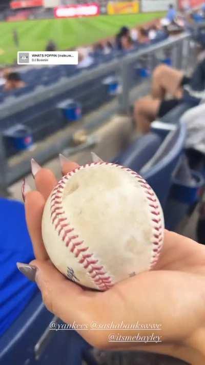 Sasha Banks with Bayley at the Yankees game ⚾️