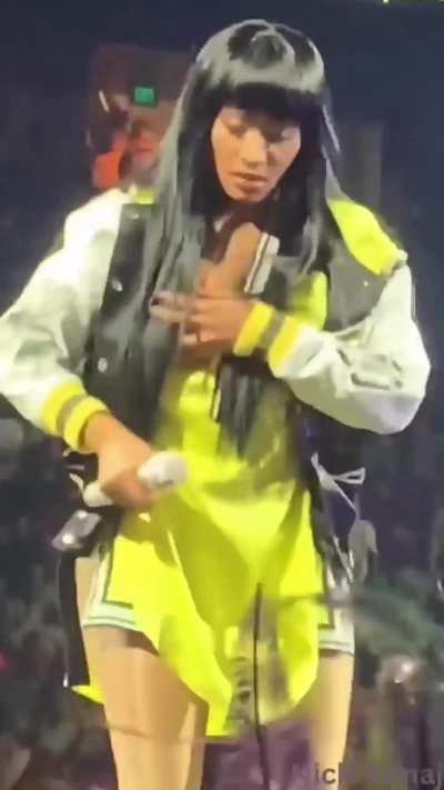 Multiple angles of wardrobe malfunction (nip slip) on stage