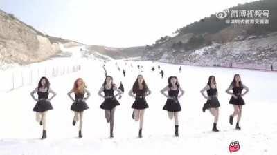 Dancing at ski resort