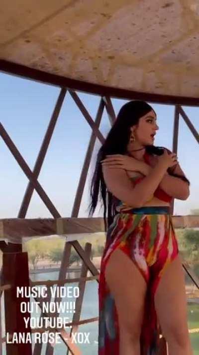 The way she is pressing her boobs