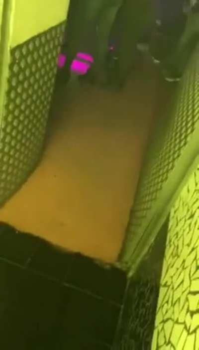 In the club bathroom