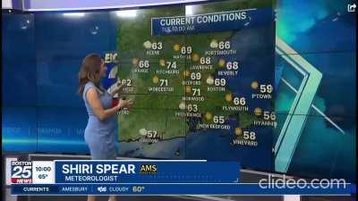 Shiri Spear Boston Fox 25 5 weather map walks, FB Live and a forecast 5/21/2024