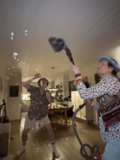 Vacuum cleaning soap bubbles