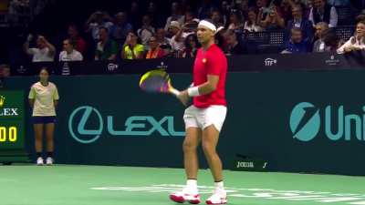 The crowd's reaction when the speaker announces every Nadal achievement