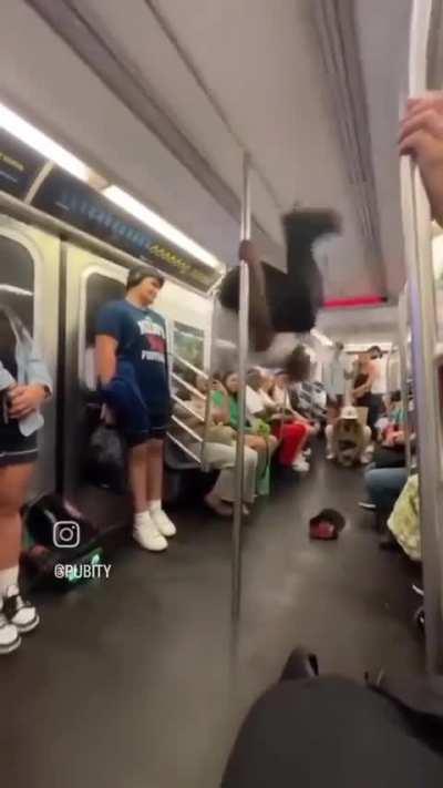 Watch me dance around and block 10 feet inside the metro.