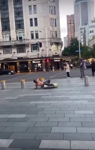 When jumping across the bollards