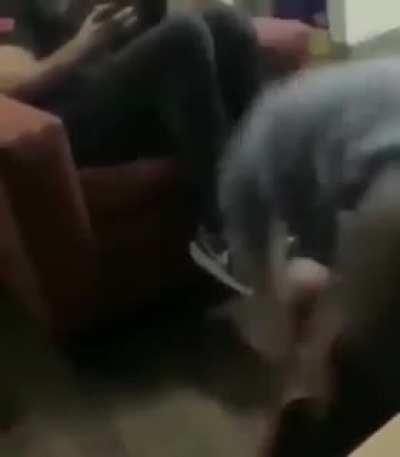 Man slams then rawrs as he beats up a man