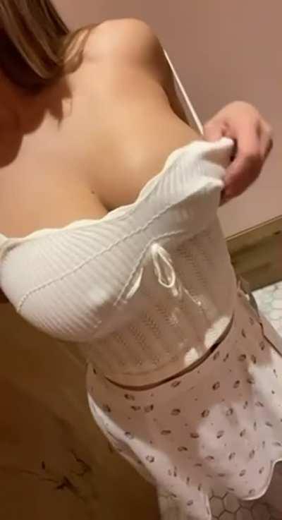 If you suck my tits I will bend over for you.