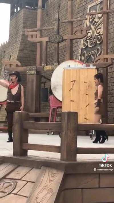 Knives throwing skills but watch she fears for her life