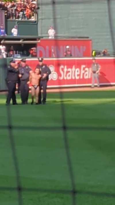 [Highlight] [highlight] a fan wearing only a speedo is taken off the field by security after running on the field