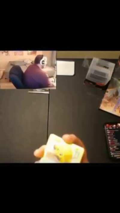 This guy packing a rare pokemon card, but due to the crease it's pretty much worthless now.