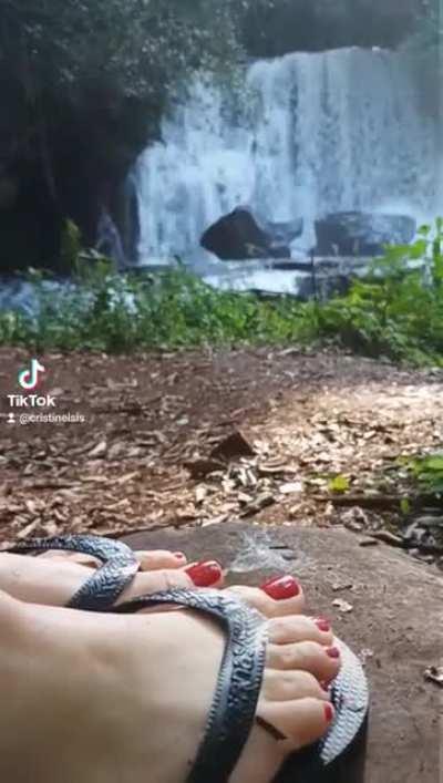 Feet in the waterfall you like it