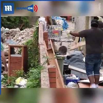 Trashy neighbours getting arrested