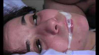 Fulfilling her duty as a cum rag