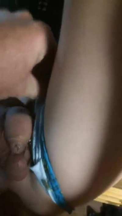 Tranny leaks in her panties 🤭