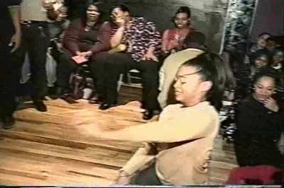 Thick black girls rubs her pussy over her pants while Hot Rod puts his massive dick in her face and she also sticks her tongue out. Next, naughty girl licks whipcream off Anaconda's massive dick