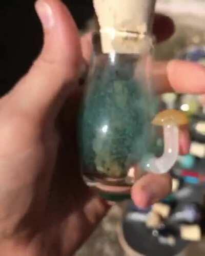 I made a round of magnifier jars and matching mushroom spoons. Spoons are $60 each and the magnifier jars are $75 each, or you can get a set for $110. All hand blown borosilicate glass, send me a message if interested.