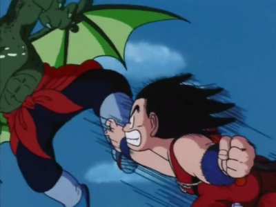 Goku pummels Tambourine, one of his angriest fights