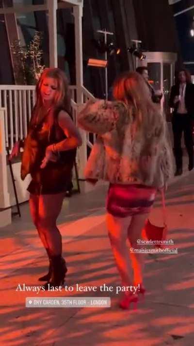 Dancing with her sister Scarlett