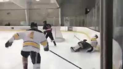 This is why you never hit a hockey goalie.