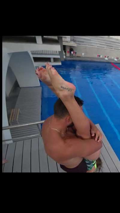 Couple goals gone wrong on a huge platform...OUCH!