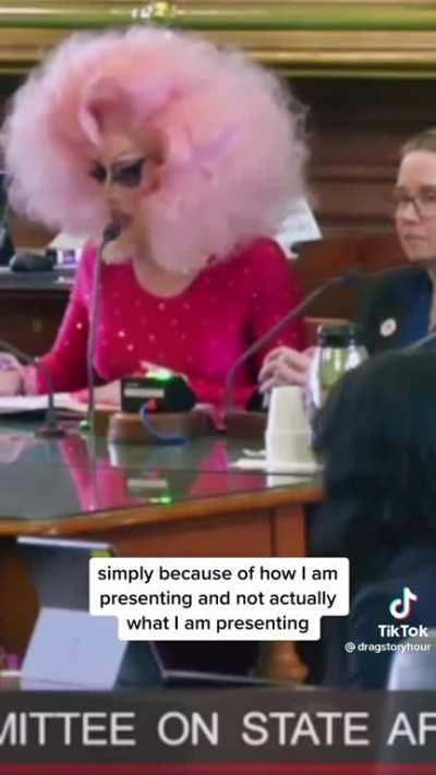 Drag queen Brigitte Bandit testifies at TX state capitol in full drag