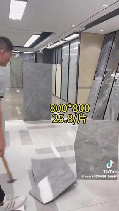 my sense of humor has descended to the point where iâm laughing on the floor to a video on tiktok of a chinese person breaking ceramic tiles with a hammer