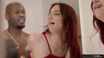 Cock-Thirty Redhead Gets Stretched Out April Snow & Anton Harden Blacked Raw