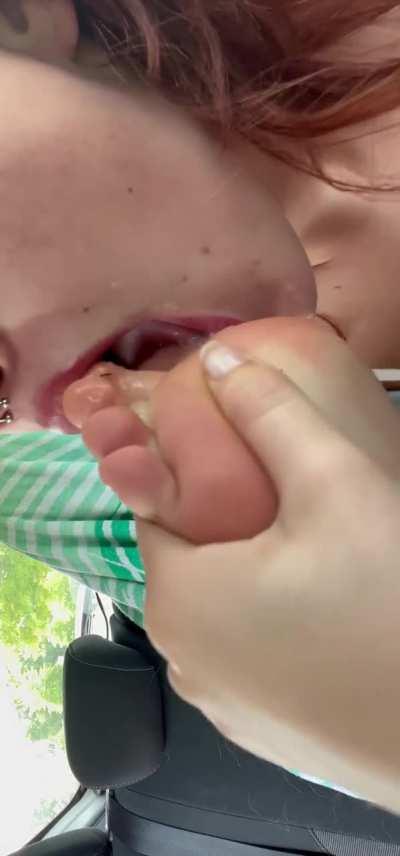 I lick my feet for more than 5 minutes. and i love this