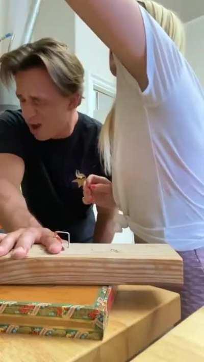 The amount of time she takes to realise what's going in..