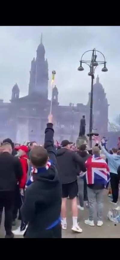 Lighting a firework in a crowded area