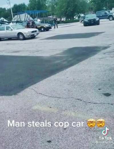 Man has a fist fight with the cops and steals one of their cop cars