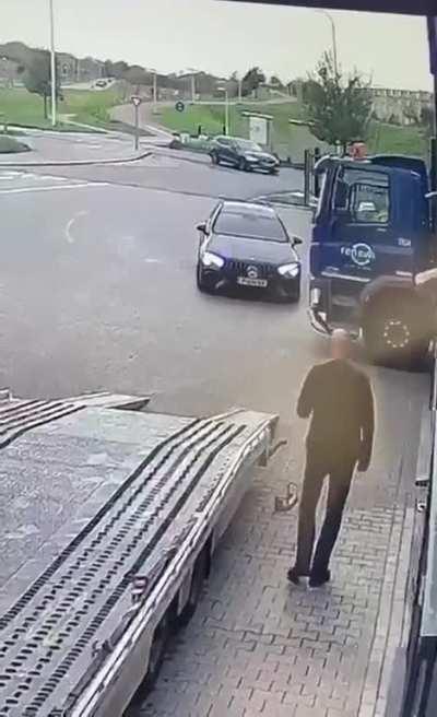 Car in trucks blind spot