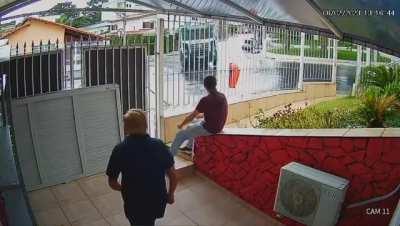 Truck slams into a real state office gate