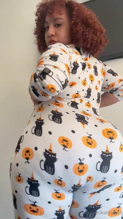 Halloween pajama titty play