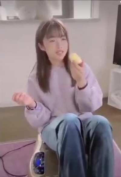 Gonna sit on this vibrating thing while eating an apple