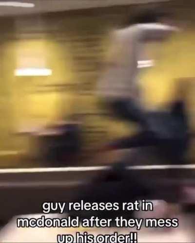 Guy lets a rat go in McDonalds because they messed up his order