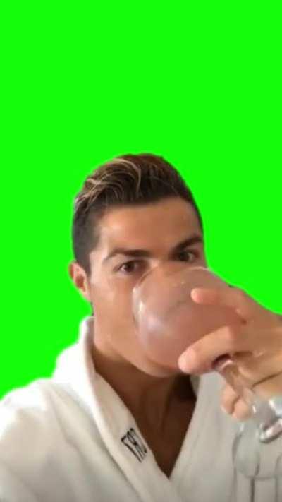 [GREEN SCREEN] Cristiano Ronaldo Drinking and Smiling meme template