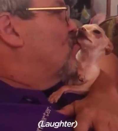 This dog loves kisses