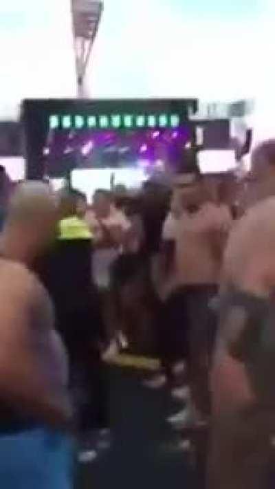 Meathead gets dropped at the same time the beat drops.