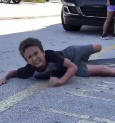 kid takes it in the knockers, releases a perfectly fitting sound