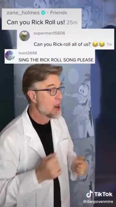 Idk if this has been posted here but dan povenmier ( The co creator and voice of Dr. Doofenshmirtz) has a tictok and it’s perfect