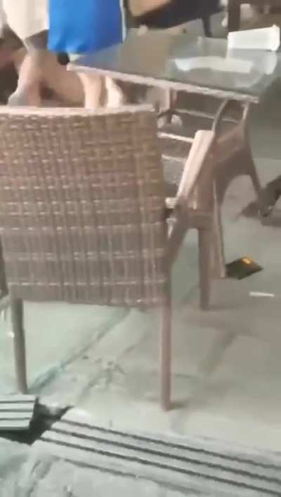 Two girls quarreled over some trivial matters and ended up fighting.