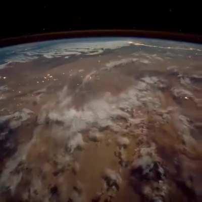 Earth at night viewed from space.