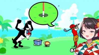 Subaru cutely plays Golf in Rhythm heaven