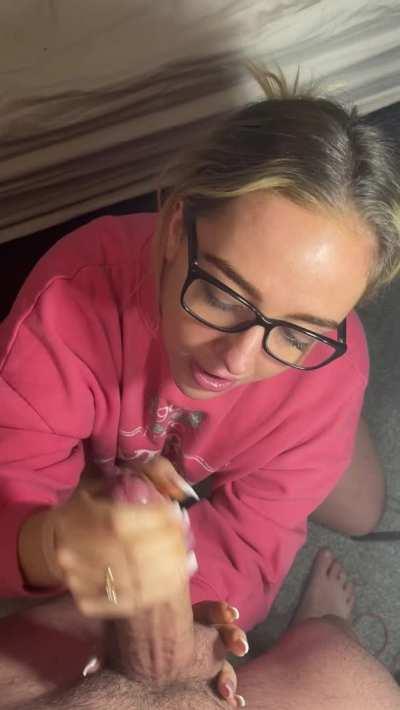 Blonde baby Cum Slut taking Load