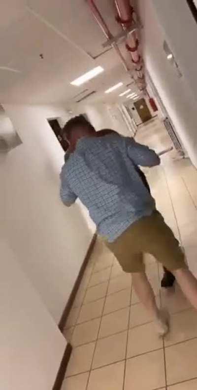 Shirtless guy hates plaid guy and gets rocked.