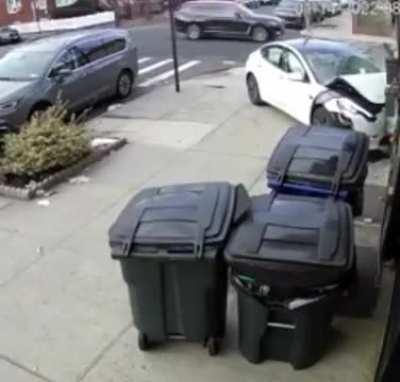Tesla smashes into wall