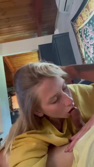 White girl enjoying a snack well deserved 